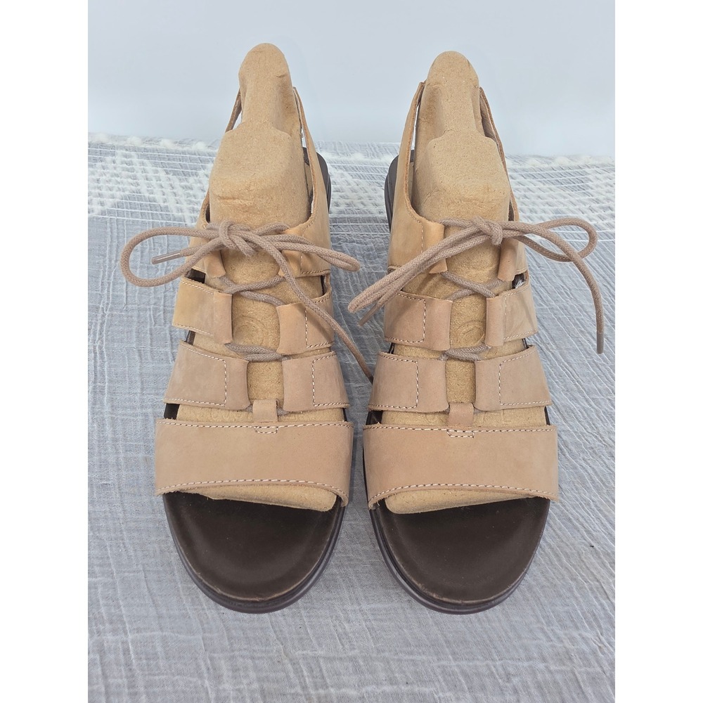 Abeo Georgia AG52108 Tan Leather Lace Up B.I.O.system Heeled Sandals Womens 8N
